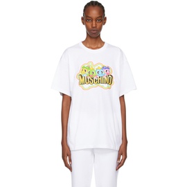 모스키노 Moschino White Puzzle Bobble T-Shirt 241720F110005