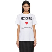 모스키노 Moschino White In Love We Trust T-Shirt 241720F110009
