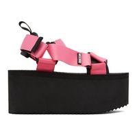 모스키노 Moschino Pink & Black Wedge Sandals 241720F124009