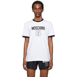 모스키노 Moschino White Double Smiley T-Shirt 241720M213002