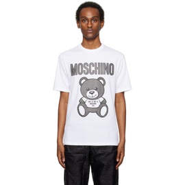 모스키노 Moschino White Teddy Mesh T-Shirt 241720M213008