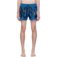 모스키노 Moschino Blue Printed Swim Shorts 241720M216003