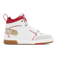 모스키노 Moschino White & Red Streetball Sneakers 241720M236009