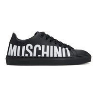 모스키노 Moschino Black Leather Logo Sneakers 241720M237018