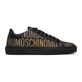 모스키노 Moschino Black & Gold Allover Logo Sneakers 241720M237019