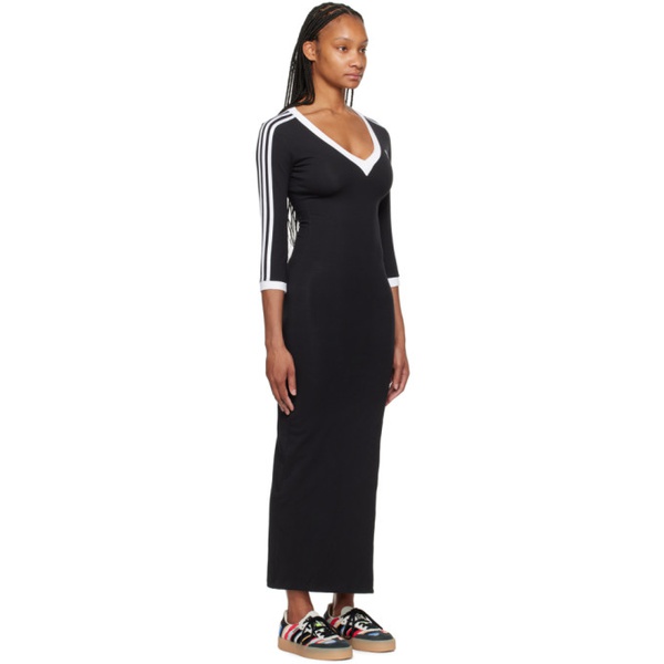 아디다스 아디다스 오리지널 Adidas Originals Black 3-Stripes Maxi Dress 241751F055000
