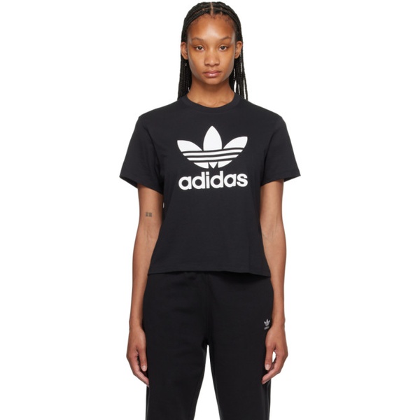 아디다스 아디다스 오리지널 Adidas Originals Black Adicolor Trefoil T-Shirt 241751F110001