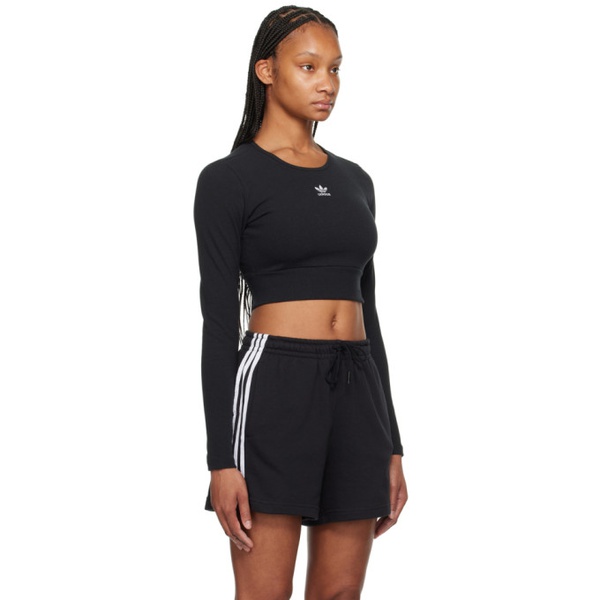 아디다스 아디다스 오리지널 Adidas Originals Black 에센셜 Essentials Long Sleeve T-Shirt 241751F110007