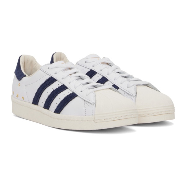 아디다스 아디다스 오리지널 Adidas Originals White & Navy Pop Trading Company 에디트 Edition Superstar ADV Sneakers 241751F128019