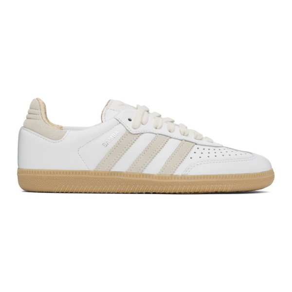 아디다스 아디다스 오리지널 Adidas Originals White & Beige Samba OG Sneakers 241751F128028