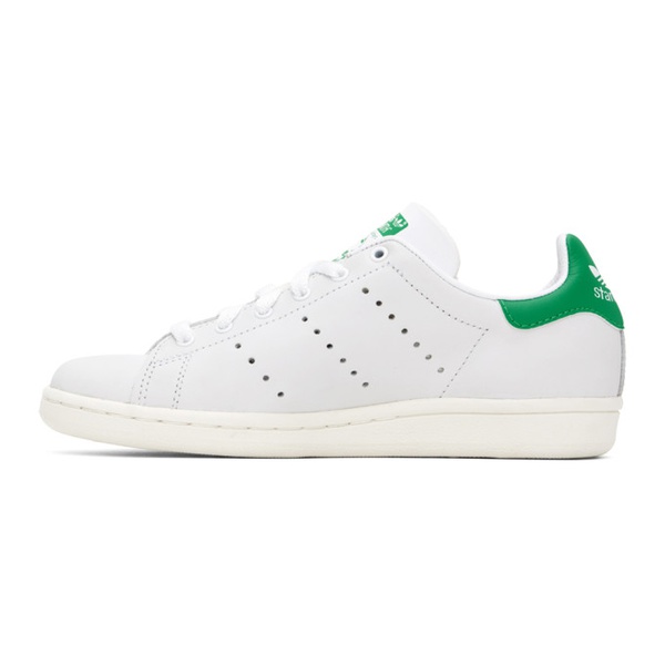 아디다스 아디다스 오리지널 Adidas Originals White & Green Stan Smith 80s Sneakers 241751F128039