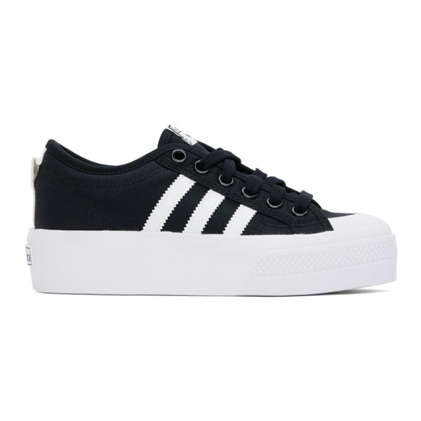 아디다스 아디다스 오리지널 Adidas Originals Black & White Nizza Platform Sneakers 241751F128074
