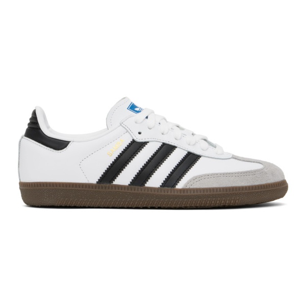 아디다스 아디다스 오리지널 Adidas Originals White & Black Samba OG Sneakers 241751F128079