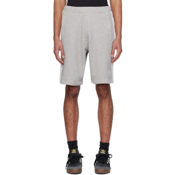 아디다스 아디다스 오리지널 Adidas Originals Gray 3-Stripes Shorts 241751M193008