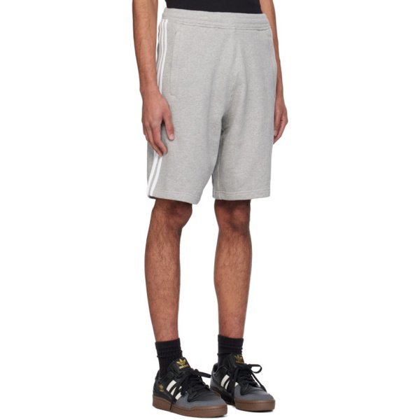 아디다스 아디다스 오리지널 Adidas Originals Gray 3-Stripes Shorts 241751M193008