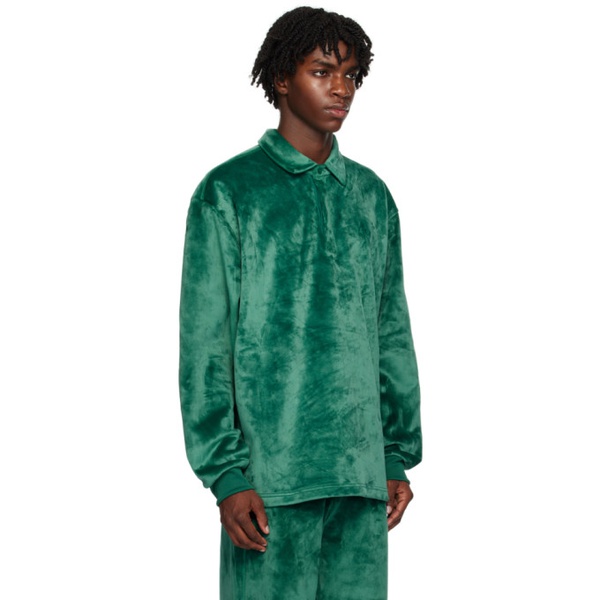 아디다스 아디다스 오리지널 Adidas Originals Green Placket Long Sleeve Polo 241751M212000
