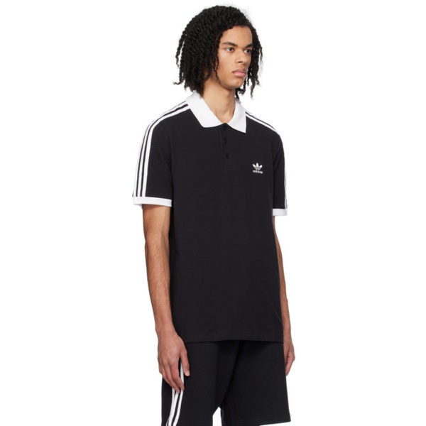 아디다스 아디다스 오리지널 Adidas Originals Black 3-Stripes Polo 241751M212005