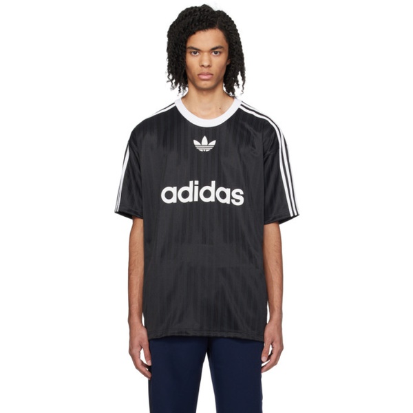 아디다스 아디다스 오리지널 Adidas Originals Black & White Stripe T-Shirt 241751M213010