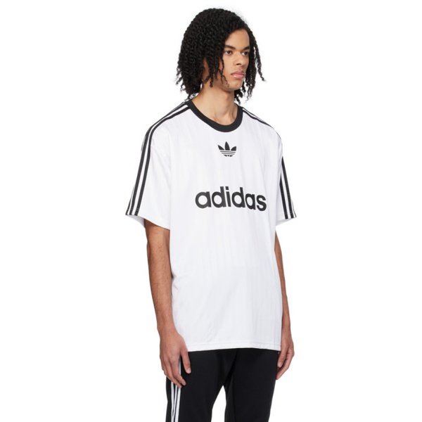 아디다스 아디다스 오리지널 Adidas Originals White & Black Stripe T-Shirt 241751M213011