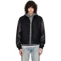 존 엘리어트 John Elliott Black Varsity Leather Jacket 241761M181006