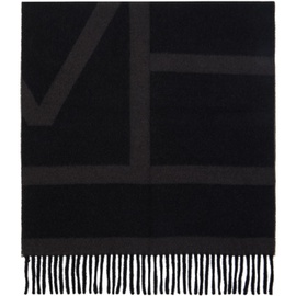 TOTEME Black Monogram Jacquard Wool Scarf 241771F028002