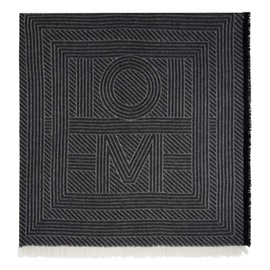 TOTEME Gray Striped Monogram Wool Scarf 241771F028013