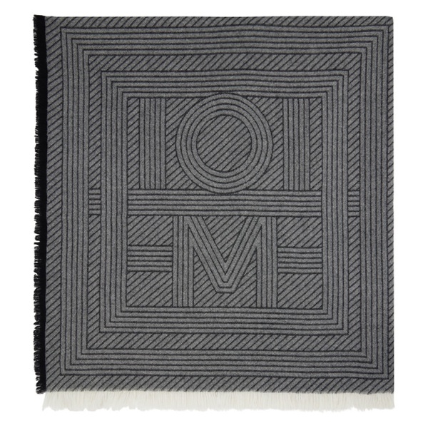  TOTEME Gray Striped Monogram Wool Scarf 241771F028013