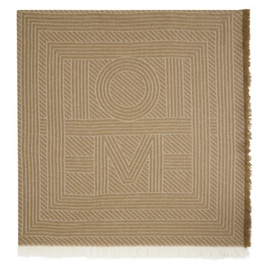 TOTEME Beige Striped Monogram Wool Scarf 241771F028014