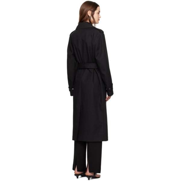  TOTEME Black Notched Lapel Trench Coat 241771F067001