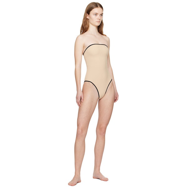  TOTEME Beige Stripe Edge Swimsuit 241771F103012