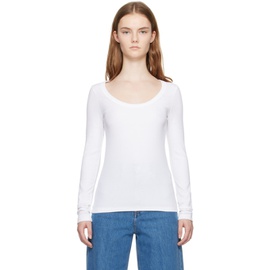 TOTEME White Classic Long Sleeve T-Shirt 241771F110014