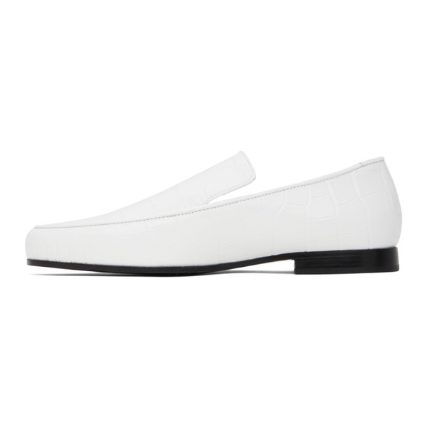  TOTEME White The Croco Oval Loafers 241771F121001