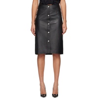 빅토리아 베컴 Victoria Beckham Black Press-Stud Leather Midi Skirt 241784F092000