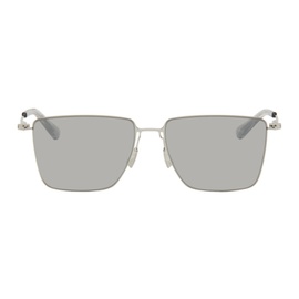 보테가 베네타 Bottega Veneta Silver Ultrathin Rectangular Sunglasses 241798F005012