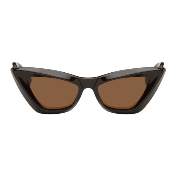 보테가베네타 보테가 베네타 Bottega Veneta Brown Pointed Cat-Eye Sunglasses 241798F005043