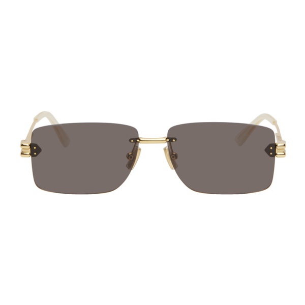 보테가베네타 보테가 베네타 Bottega Veneta Gold Rectangular Sunglasses 241798F005045