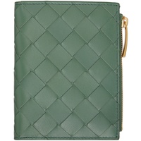 보테가 베네타 Bottega Veneta Green Small Intrecciato Bi-Fold Wallet 241798F040004