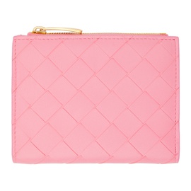 보테가 베네타 Bottega Veneta Pink Small Intrecciato Bi-Fold Zip Wallet 241798F040005