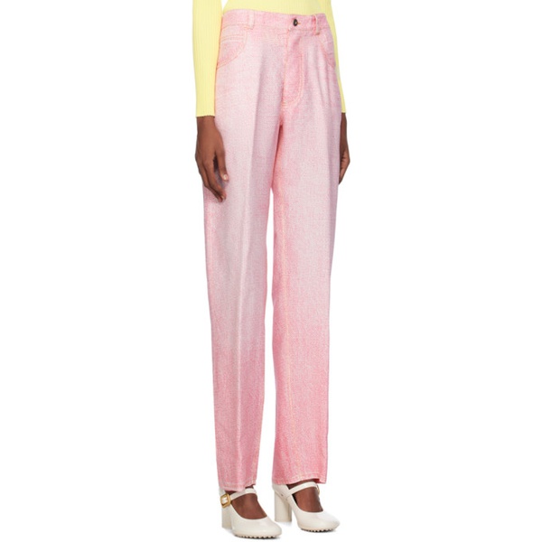 보테가베네타 보테가 베네타 Bottega Veneta Pink & White Printed Trousers 241798F087001