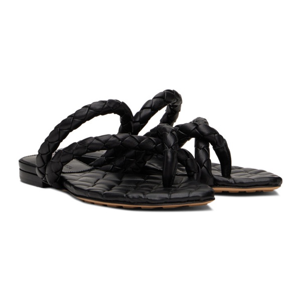 보테가베네타 보테가 베네타 Bottega Veneta Black Leaf Flat Sandals 241798F124006