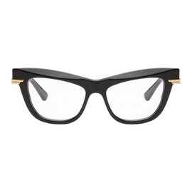 보테가 베네타 Bottega Veneta Black & Gold Cat-Eye Glasses 241798M133011