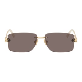 보테가 베네타 Bottega Veneta Gold Rectangular Sunglasses 241798M134011
