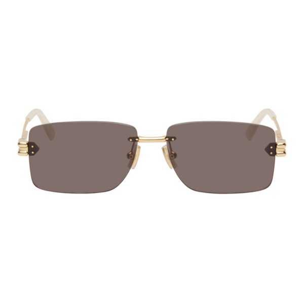 보테가베네타 보테가 베네타 Bottega Veneta Gold Rectangular Sunglasses 241798M134011