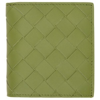 보테가 베네타 Bottega Veneta Green Intrecciato Slim Bi-Fold Wallet 241798M164031