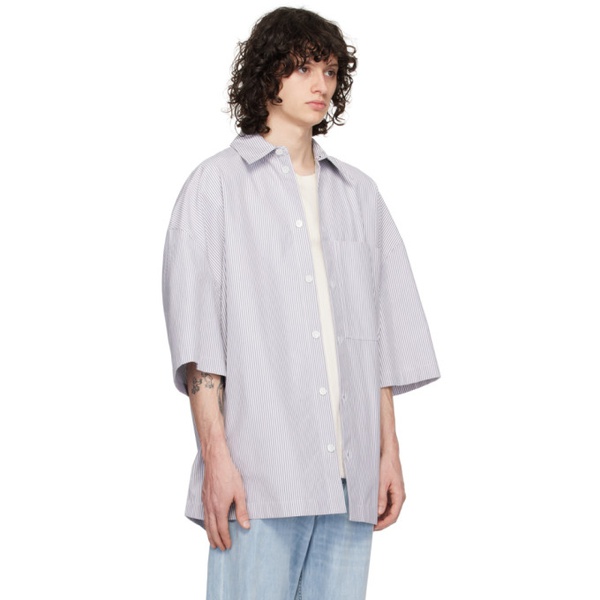 보테가베네타 보테가 베네타 Bottega Veneta Gray & White Striped Shirt 241798M192013