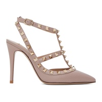 발렌티노 Valentino Garavani Pink Rockstud Ankle Strap Heels 241807F122015