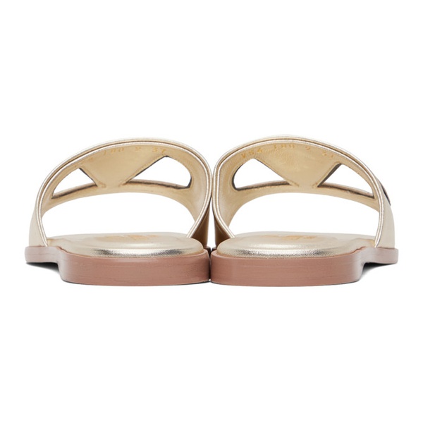  발렌티노 Valentino Garavani Gold VLogo Cutout Laminated Nappa Leather Sandals 241807F124002