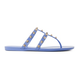 발렌티노 Valentino Garavani Blue Rockstud Flat Rubber Sandals 241807F124008