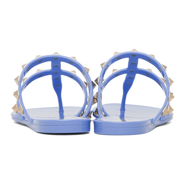  발렌티노 Valentino Garavani Blue Rockstud Flat Rubber Sandals 241807F124008