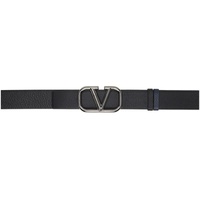 발렌티노 Valentino Garavani Black & Navy VLogo Signature Reversible Belt 241807M131000